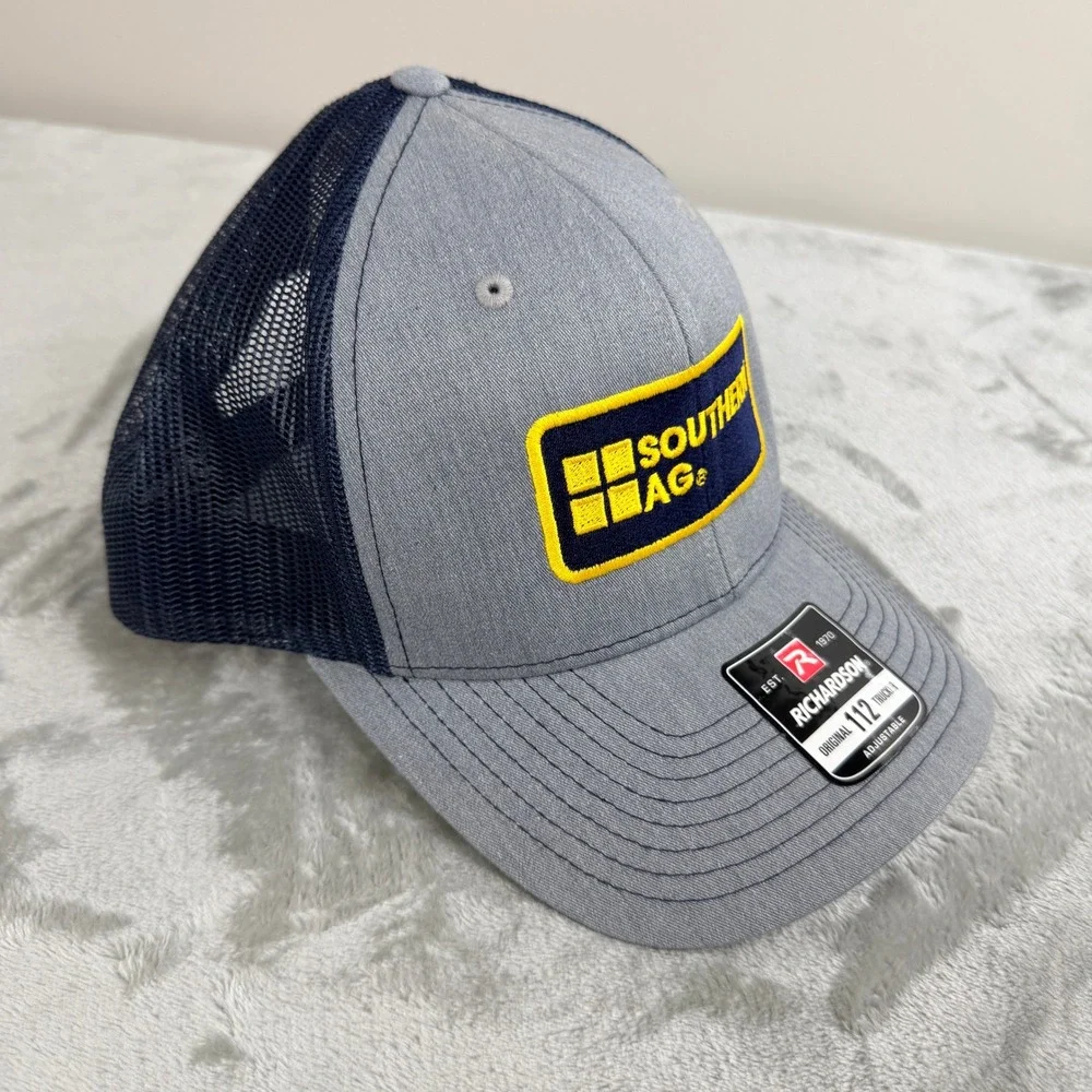 Richardson 112 Trucker Hat Southern Ag Gray Navy Blue Mesh‎ Snapback Cap
